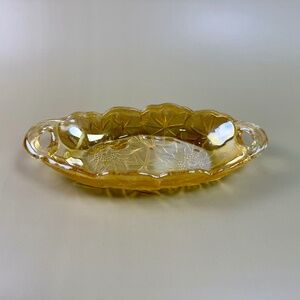 Vintage Indiana Marigold Carnival Glass Dish | Iridescent Daisy Pattern | MCM